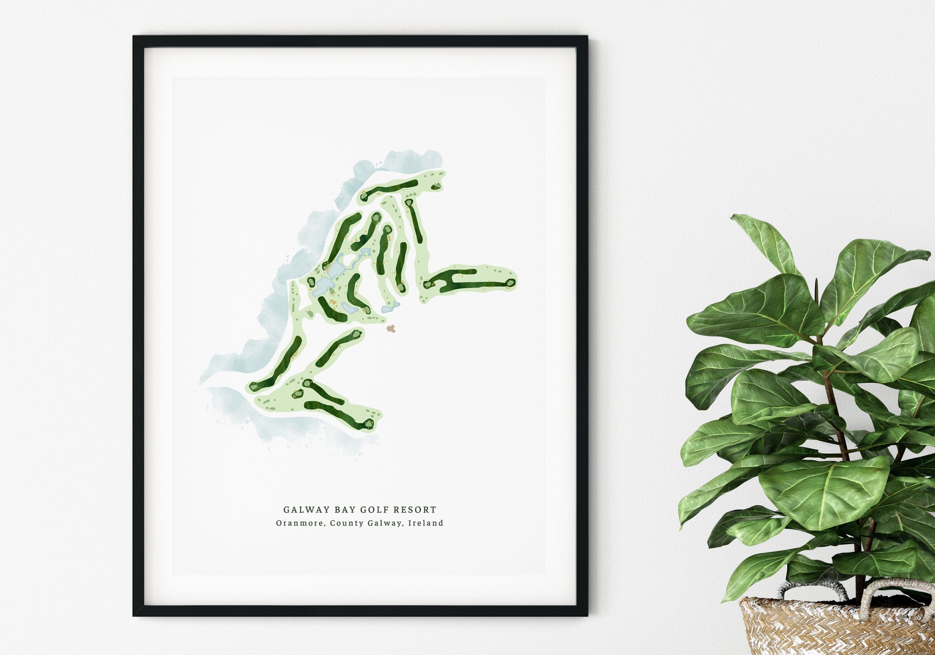 Galway Bay Course Map, Ireland, Wall Art Print for Golfer Map World Vibe Studio 