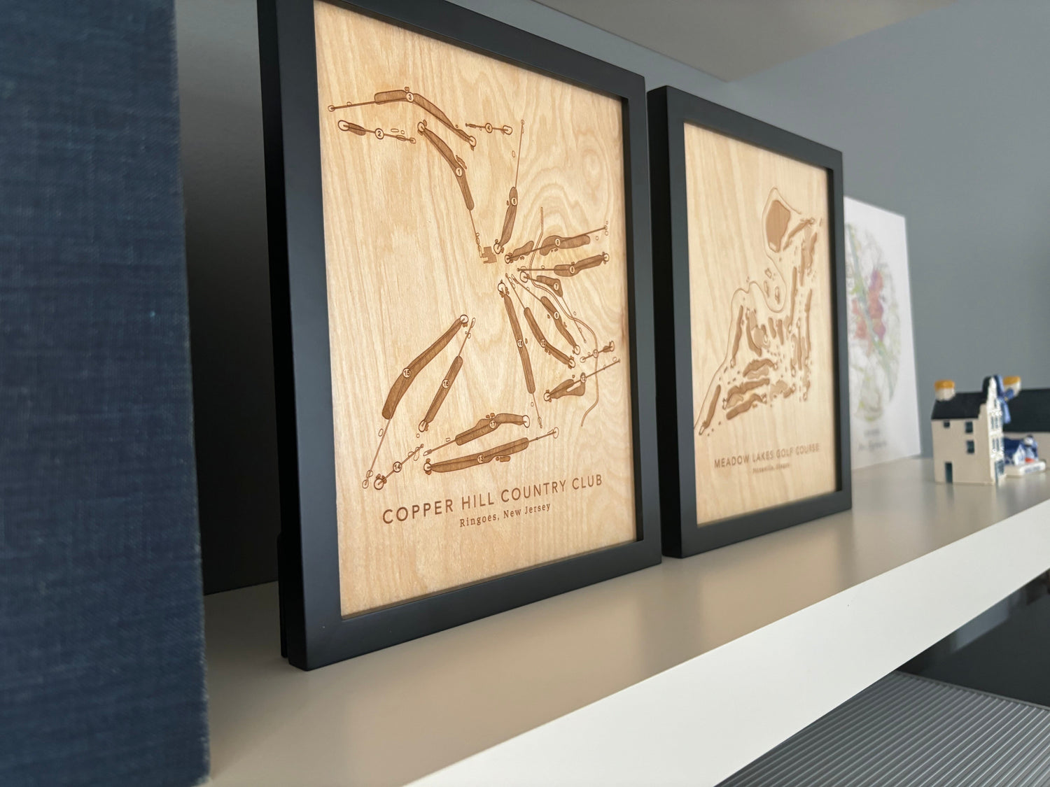 Custom Golf Course Maps Engraved on Birch Wood, Personalized Map World Vibe Studio 