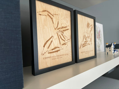 Custom Golf Course Maps Engraved on Birch Wood, Personalized Map World Vibe Studio 