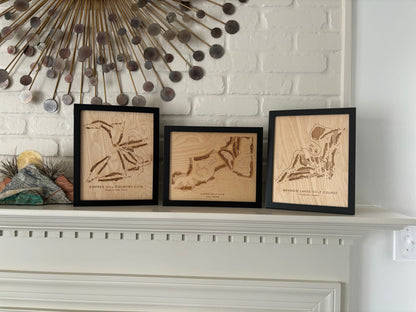 Custom Golf Course Maps Engraved on Birch Wood, Personalized Map World Vibe Studio 