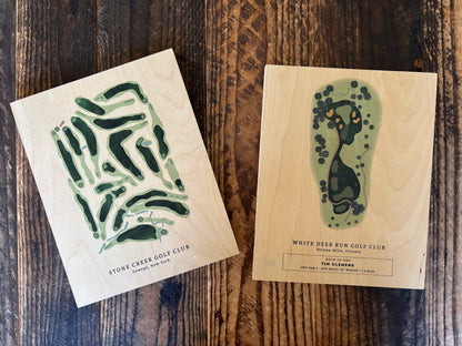 Personalized Golf Gifts, Printed on Wood, Custom Golf Course or Hole-in-One Maps, Many Sizes Map World Vibe Studio 
