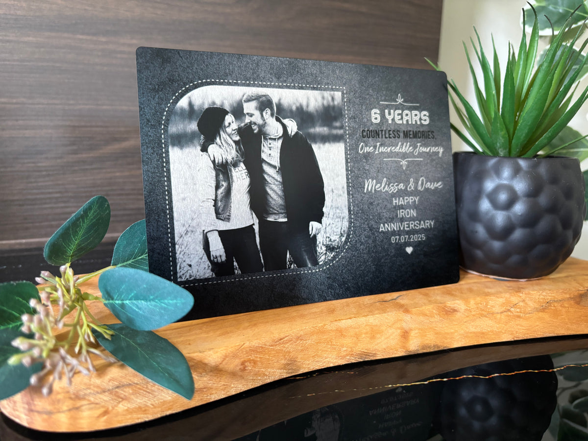 Personalized 6th Anniversary Iron Gift – Custom Photo &amp; Quote Aluminum Wall Art for Husband or Wife