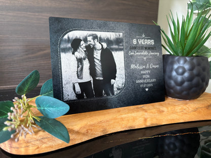 Personalized 6th Anniversary Iron Gift – Custom Photo &amp; Quote Aluminum Wall Art for Husband or Wife