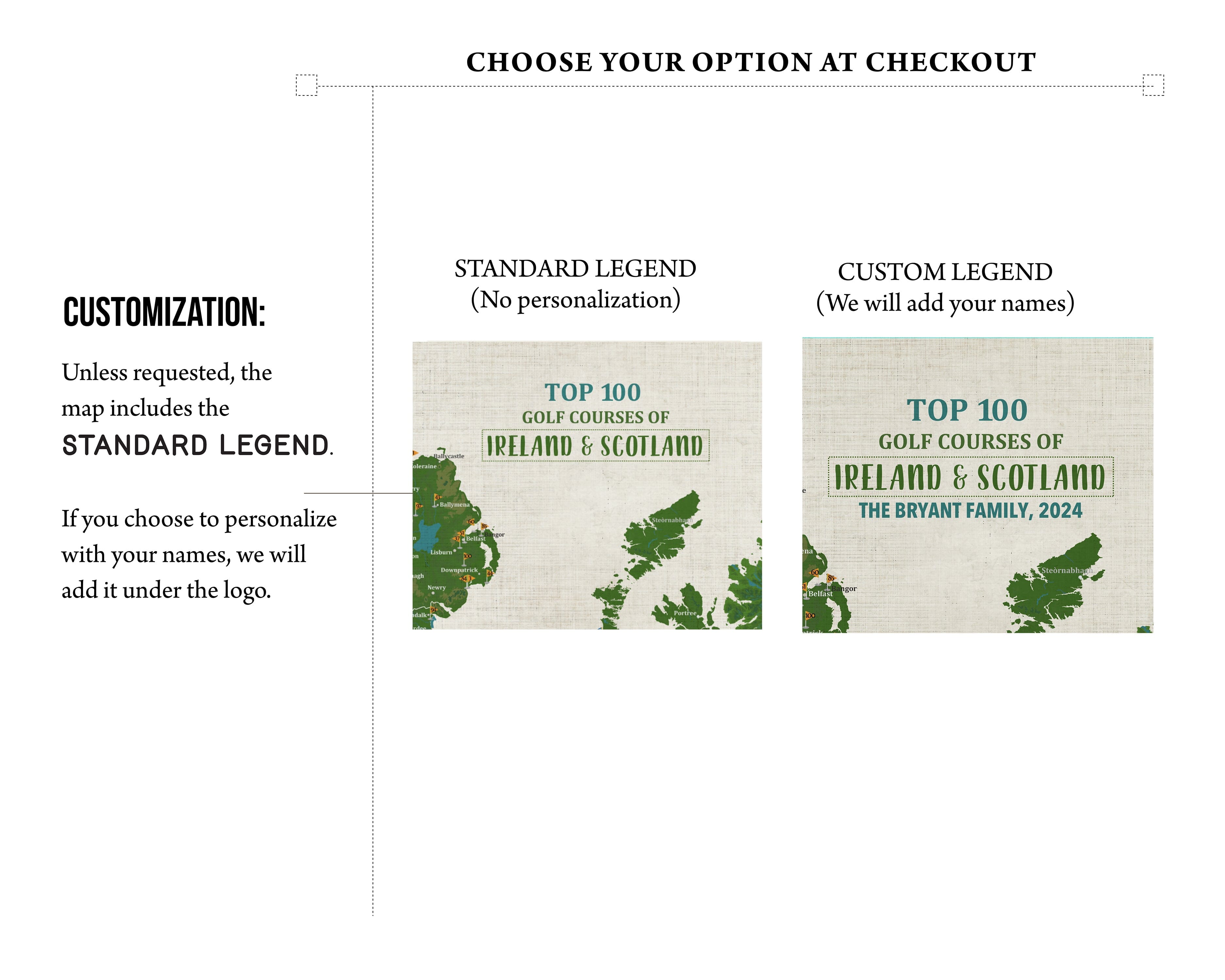 Scotland and Ireland Top 100 Golf Courses, Personalized – Push Pin Map Map OrderDesk 