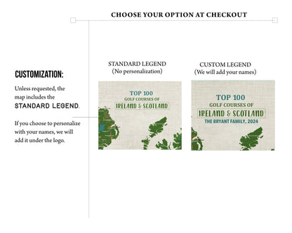 Scotland and Ireland Top 100 Golf Courses, Personalized – Push Pin Map Map OrderDesk 
