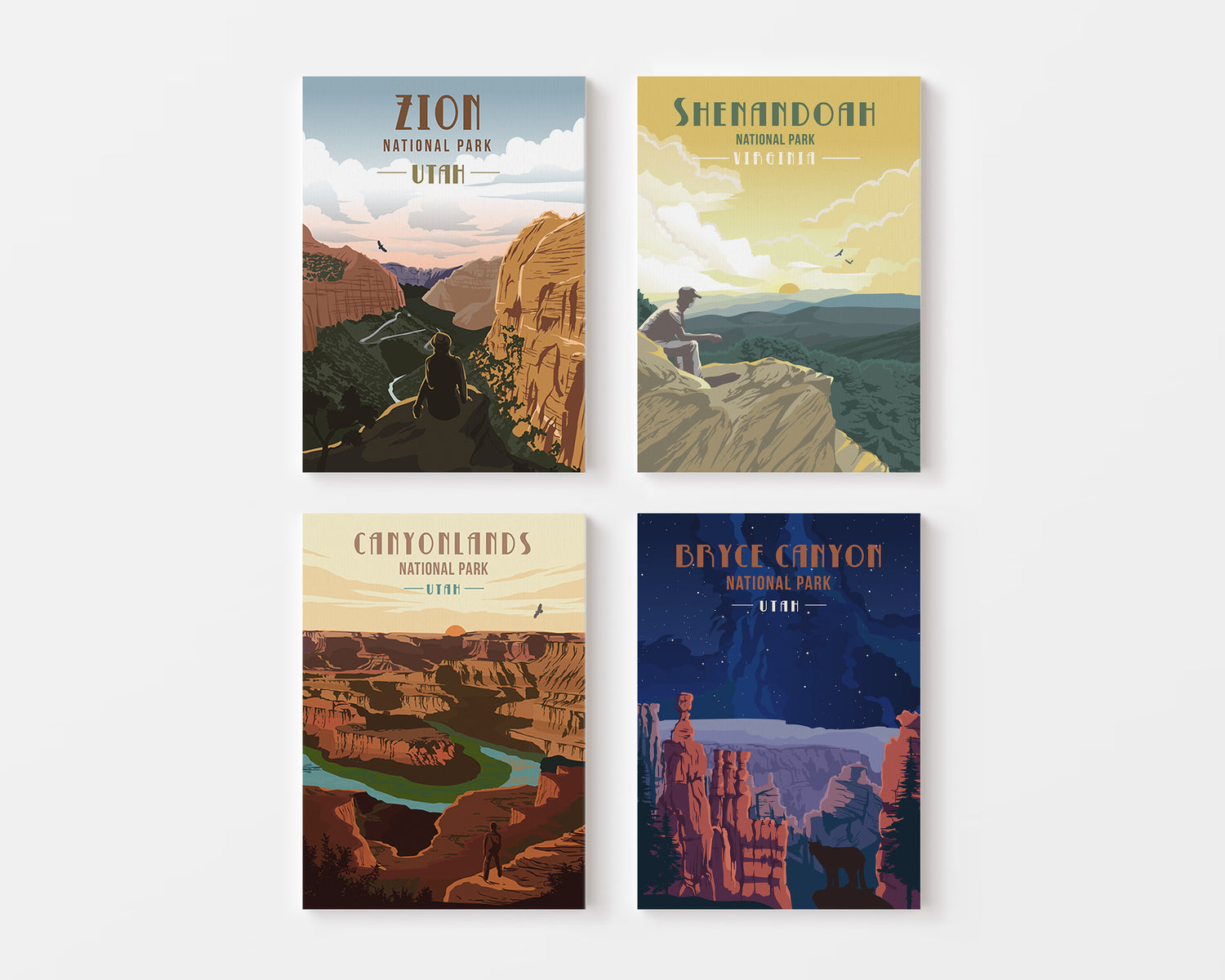 National Park canvas set. US parks wall art