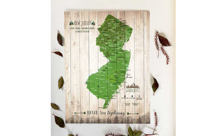 New Jersey State Park Map, Canvas Push Pin Map, Pins Included Map World Vibe Studio 12X16 