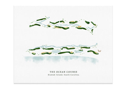 The Ocean Course Map, Kiawah Island, South Carolina, Gift for Golfer Map World Vibe Studio 