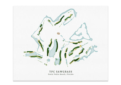 TPC Sawgrass Course Map, Florida, Golf Gifts for Men, Wall Art Map World Vibe Studio 8X10 Unframed 