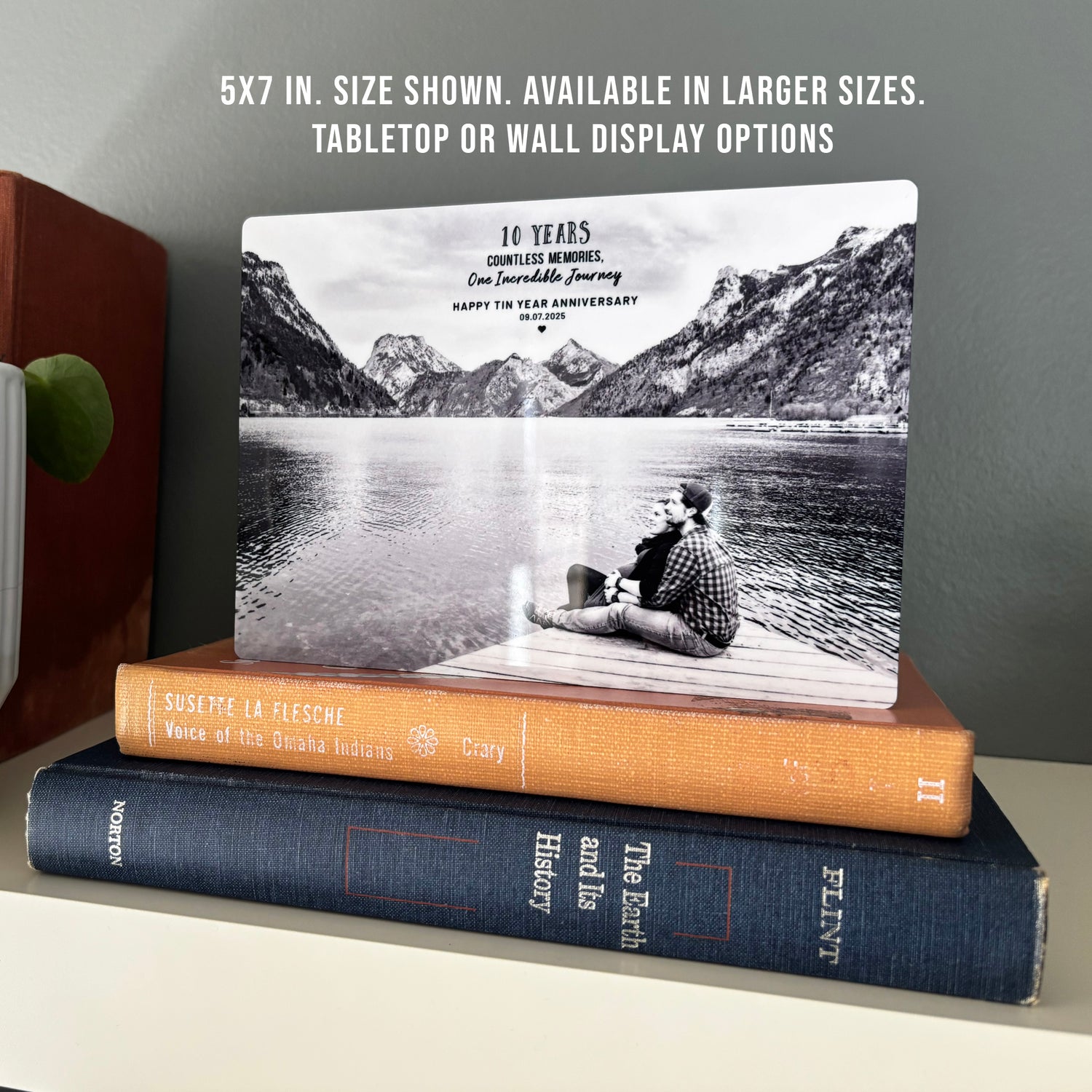 Personalized 10 Year Anniversary Gift – Custom Photo &amp; Quote on Tin or Aluminum Wall Art
