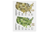 TOP 100 Golf Courses, Public and Private Golf Club CANVAS, Push Pin Map, Combined Maps, NEW! Map World Vibe Studio 18X24 Push Pin Canvas 