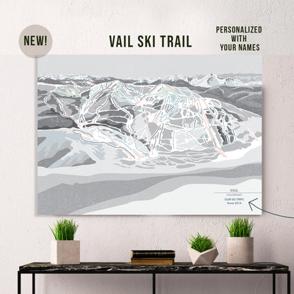 Vail Ski Trail, Vail Ski Resort Poster &amp; Canvas Wall Art, Personalized