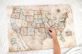 Push Pin Map of USA, Canvas Wall Art, Rustic Explorer Map World Vibe Studio 