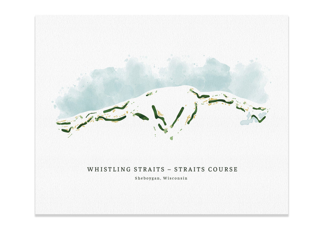 Whistling Straits, Sheboygan, Straits Course, Wisconsin, Golf Wall Art Map World Vibe Studio 8X10 Unframed