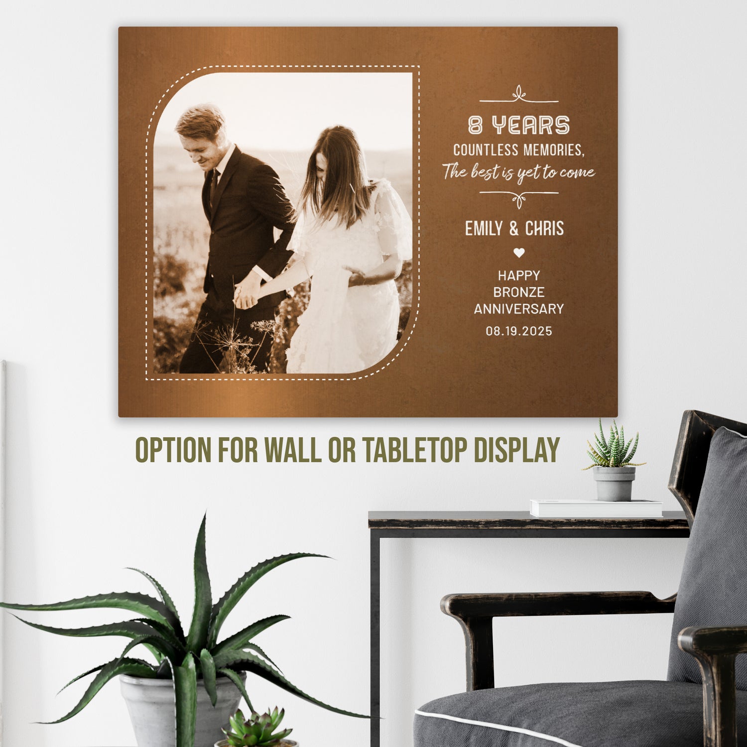 Bronze Anniversary Gift for Wife or Husband, 8th Wedding, Photo