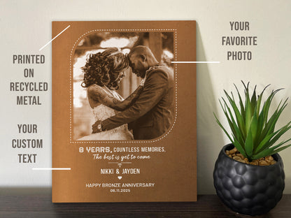 Bronze Anniversary Gift for Wife or Husband, 8th Wedding, Photo