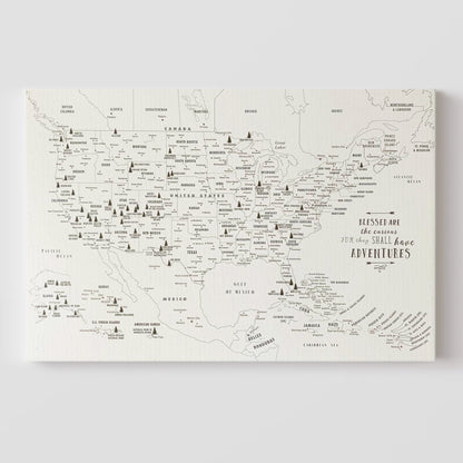 National park with black and white colors, with foam backing to track travels