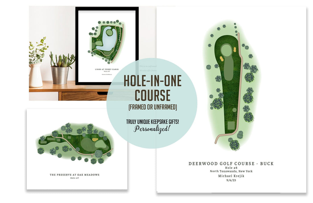 Hole In One, CUSTOM Golf Course, Golf Decor, Golf Gifts Map World Vibe Studio 