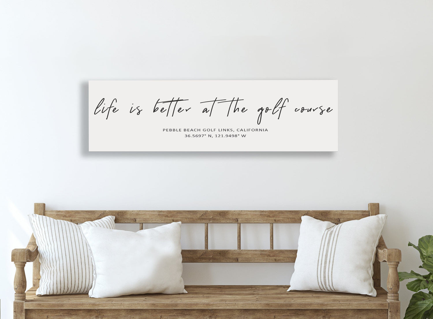 Golf Course Co-ordinates Sign, Canvas FARMHOUSE Style, Framed Option Map World Vibe Studio 