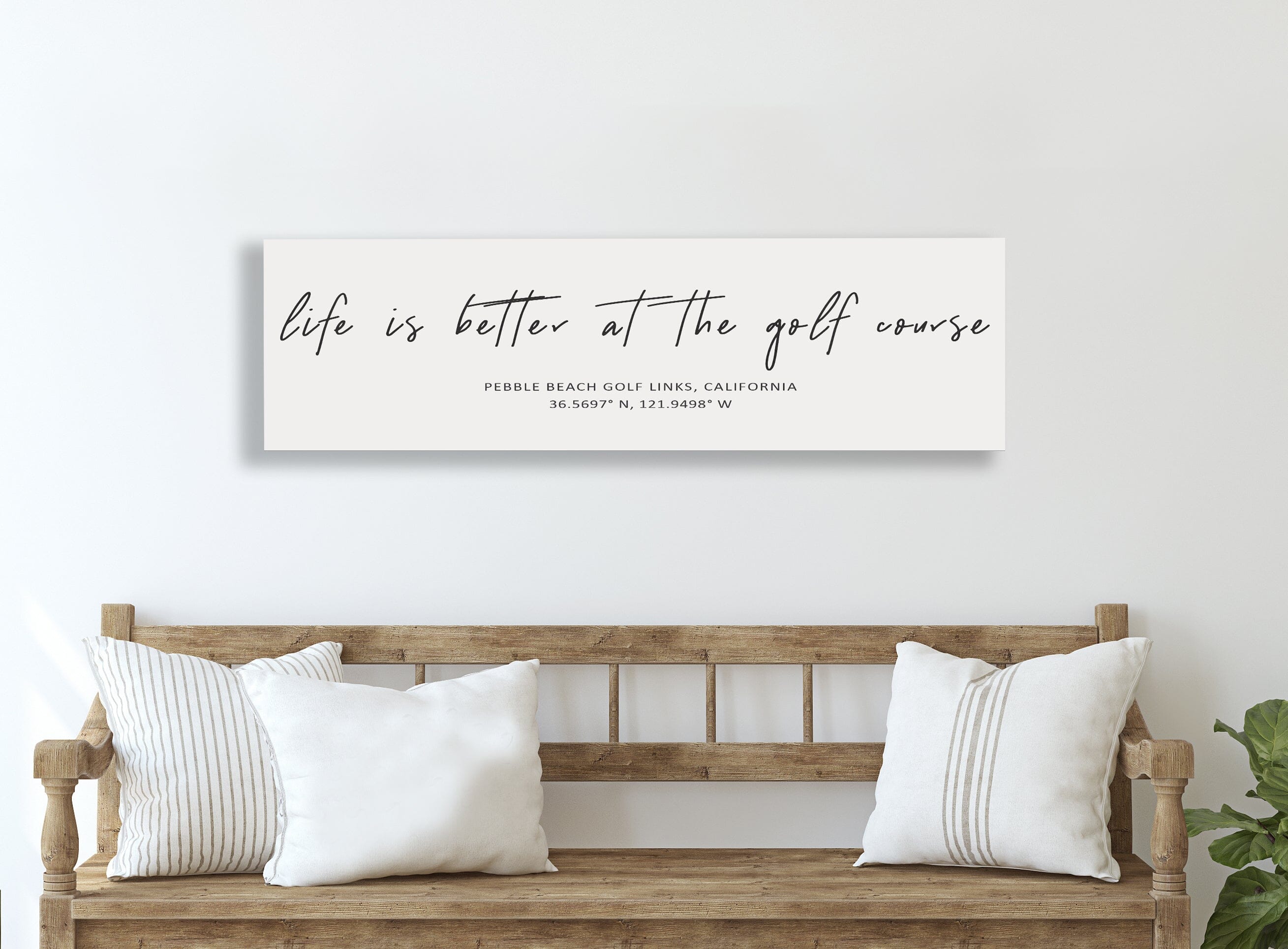 Golf Course Co-ordinates Sign, Canvas FARMHOUSE Style, Framed Option Map World Vibe Studio 