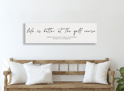Golf Course Co-ordinates Sign, Canvas FARMHOUSE Style, Framed Option Map World Vibe Studio 