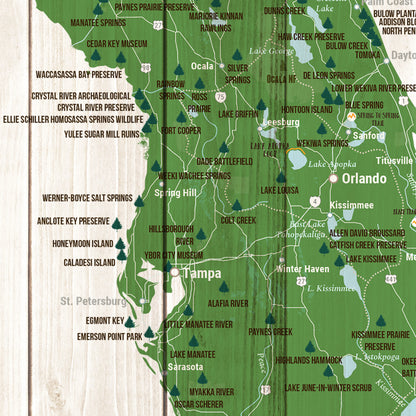 Florida State Parks Map, Canvas Push Pin Board, Personalized