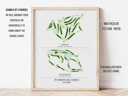 Golf Gifts, Custom Course Map with MULTIPLE Courses, FRAMED Golf Gifts For Men, Personalized Gift Map World Vibe Studio 