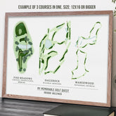 Golf Gifts, Custom Course Map with MULTIPLE Courses, FRAMED Golf Gifts For Men, Personalized Gift Map World Vibe Studio 