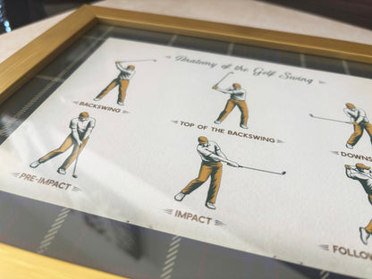 Anatomy of the Golf Swing, Vintage Print with Tartan Border