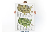TOP 100 Golf Courses, Public and Private Golf Club CANVAS, Push Pin Map, Combined Maps, NEW! Map World Vibe Studio 