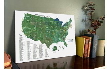 Golf Map of USA, Map POSTER, 200 COURSES Map OrderDesk 
