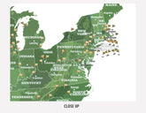 Golf Course Poster, Golf Gift, GREATEST 100 USA Courses, Push Pin Option, FRAMED Map OrderDesk 