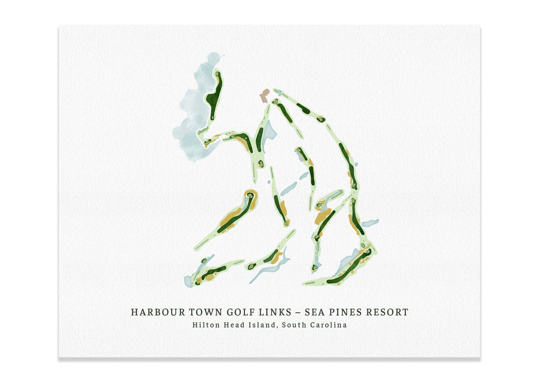 Harbour Town, South Carolina Golf Gifts for Men, Golf Course Print Map World Vibe Studio 8X10 Unframed