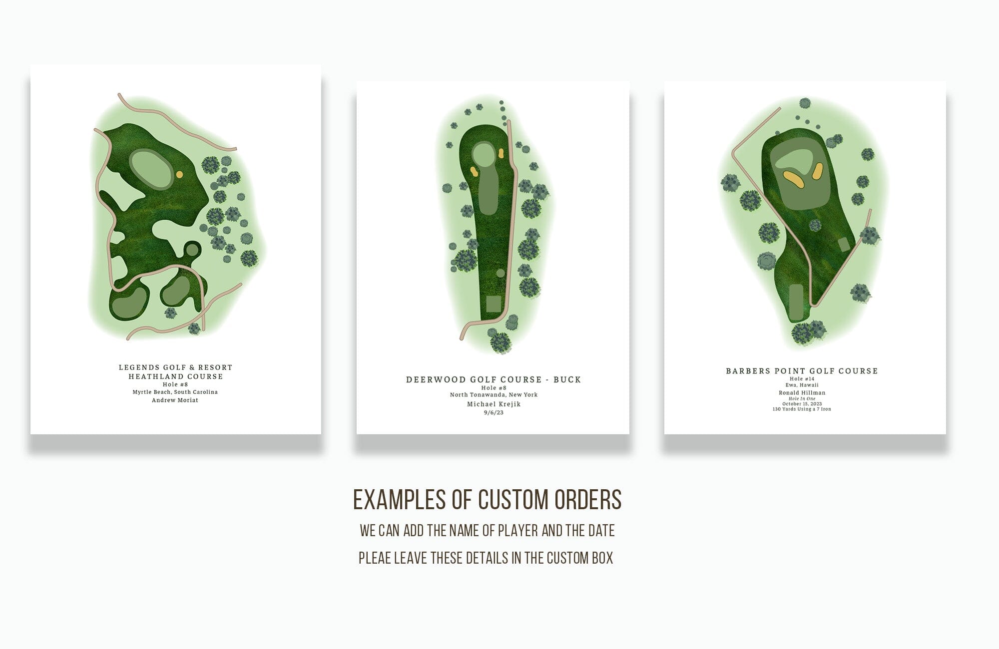 Hole In One, CUSTOM Golf Course, Golf Decor, Golf Gifts Map World Vibe Studio 