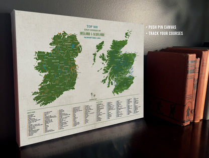 Scotland and Ireland Top 100 Golf Courses, Personalized – Push Pin Map Map OrderDesk 