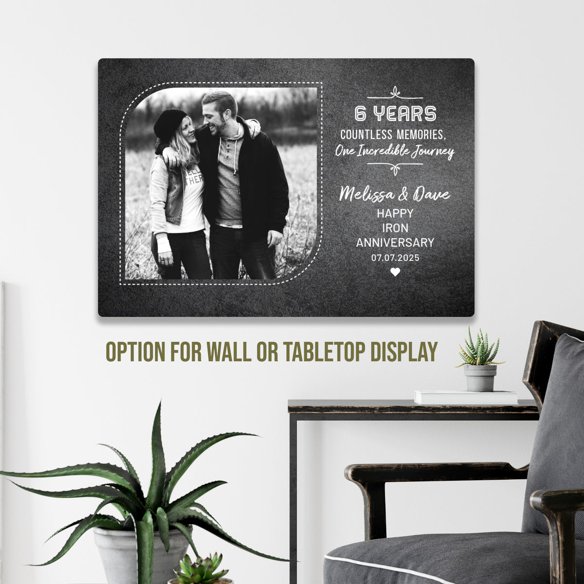 Personalized 6th Anniversary Iron Gift – Custom Photo &amp; Quote Aluminum Wall Art for Husband or Wife