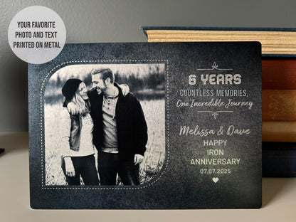 Personalized 6th Anniversary Iron Gift – Custom Photo &amp; Quote Aluminum Wall Art for Husband or Wife