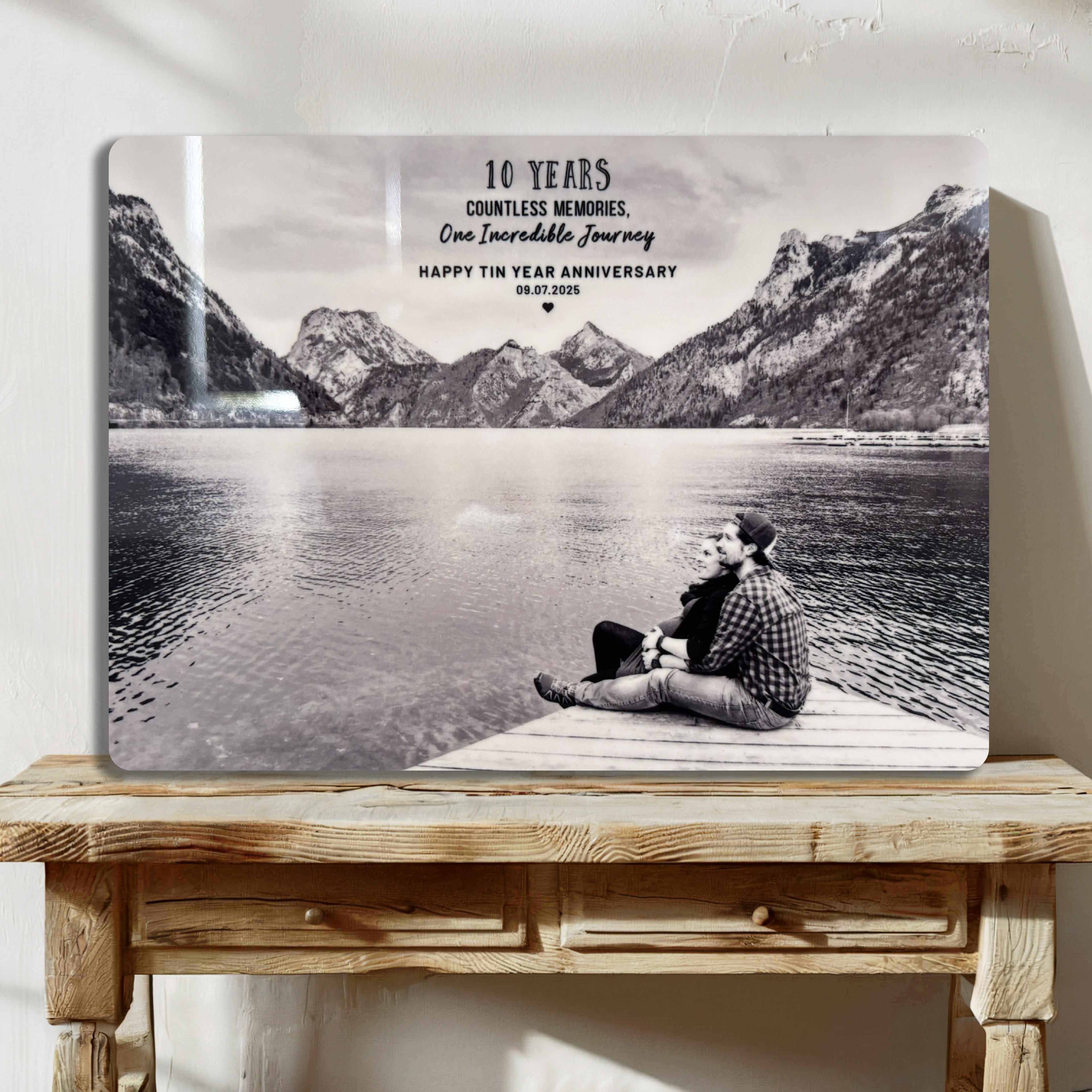 Personalized 10 Year Anniversary Gift – Custom Photo &amp; Quote on Tin or Aluminum Wall Art