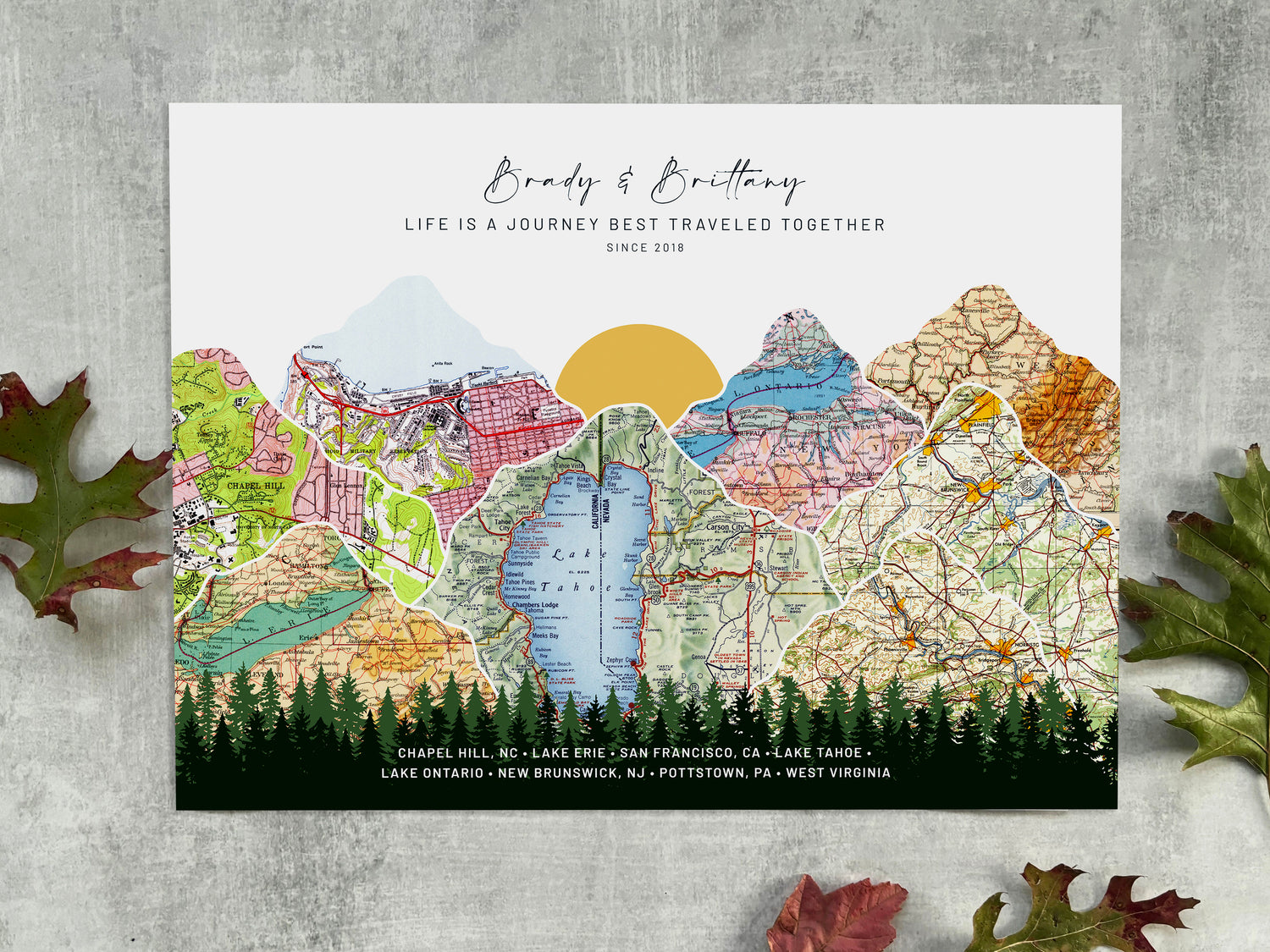 Personalized 1st Anniversary Gift — Traditional Paper Anniversary Gift, Vintage Map Print