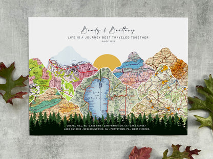 Personalized 1st Anniversary Gift — Traditional Paper Anniversary Gift, Vintage Map Print