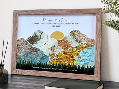 Personalized 1st Anniversary Gift — Traditional Paper Anniversary Gift, Vintage Map Print