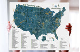 PUBLIC Golf Course, 100 PUBLIC Courses in the USA, Push Pin CANVAS Map OrderDesk 18X24 Canvas Navy 