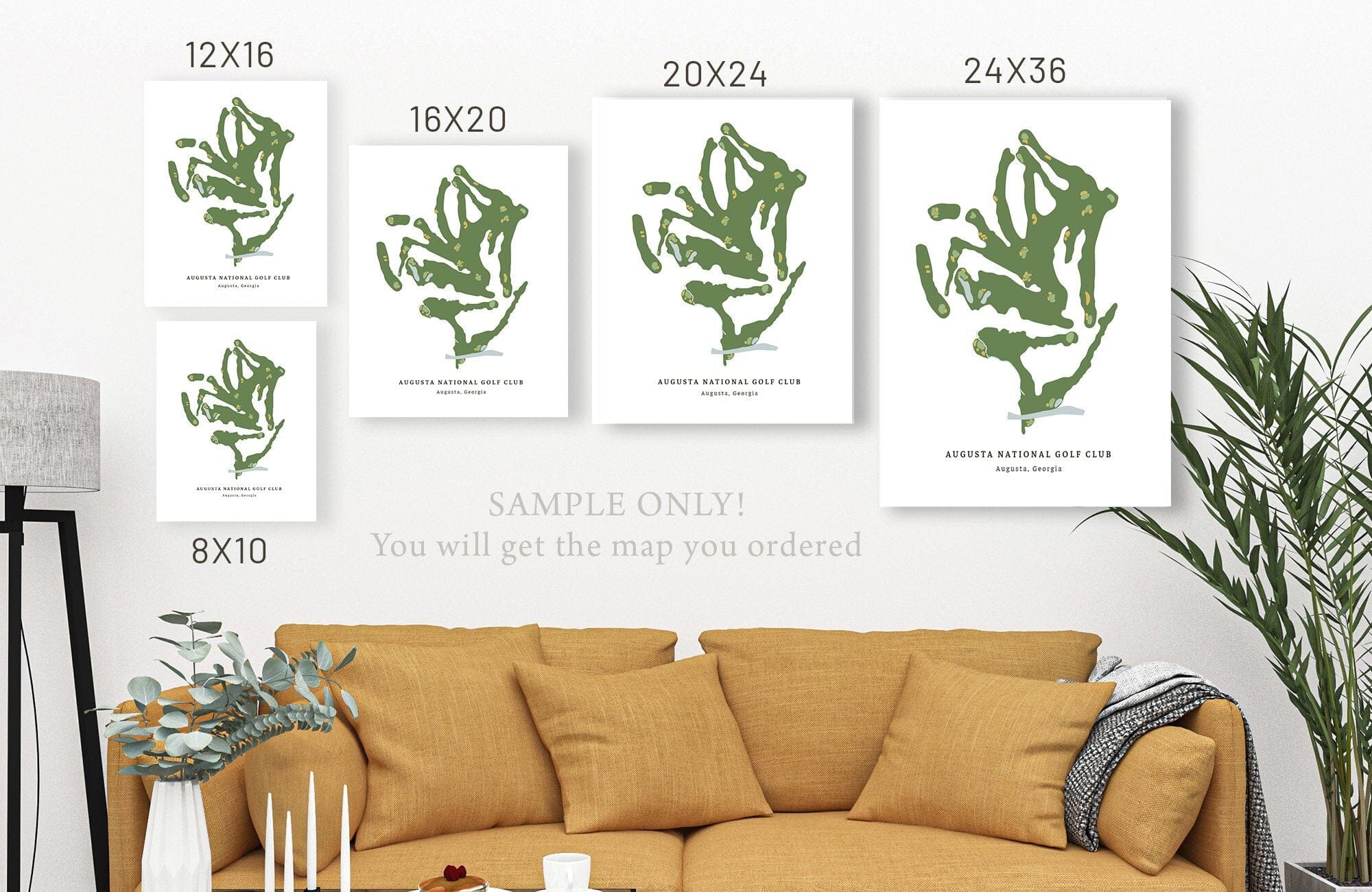Hole In One, CUSTOM Golf Course, Golf Decor, Golf Gifts Map World Vibe Studio 