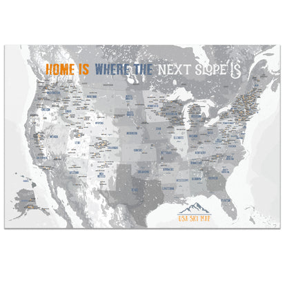Ski and Snowboarding Map of America, Poster Map World Vibe Studio