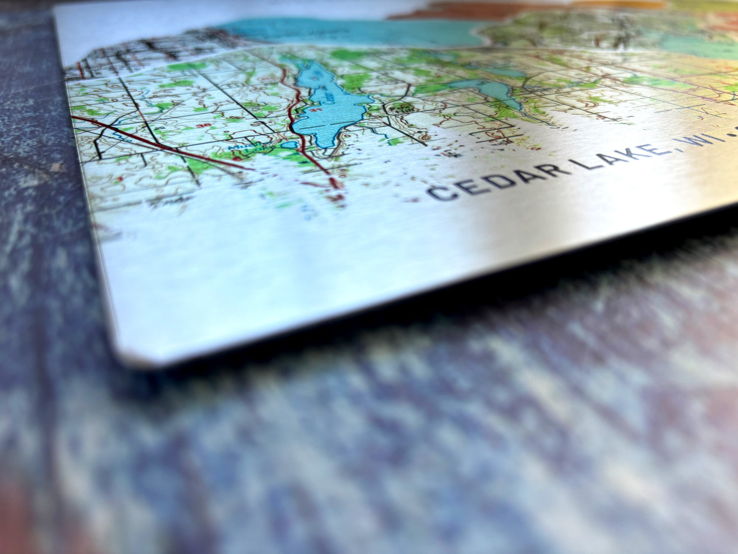 Personalized Tin Anniversary Map - 10th Anniversary Metal Wall Art on Aluminum