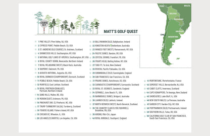 Greatest 100 Golf Courses in the WORLD, Push Pin Board, CANVAS, Top 100 Courses in The World Map World Vibe Studio 