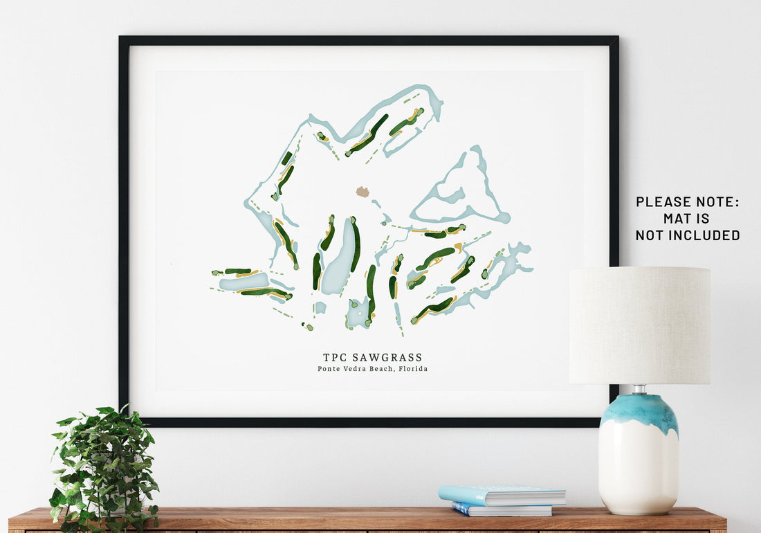 TPC Sawgrass Course Map, Florida, Golf Gifts for Men, Wall Art Map World Vibe Studio