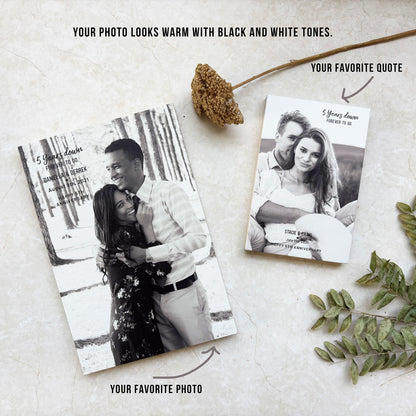 5th Anniversary Gift – Personalized Wood Photo Print with Quote