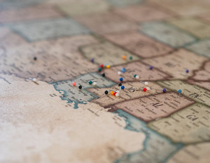 Push Pin Map of USA, Canvas Wall Art, Rustic Explorer Map World Vibe Studio 