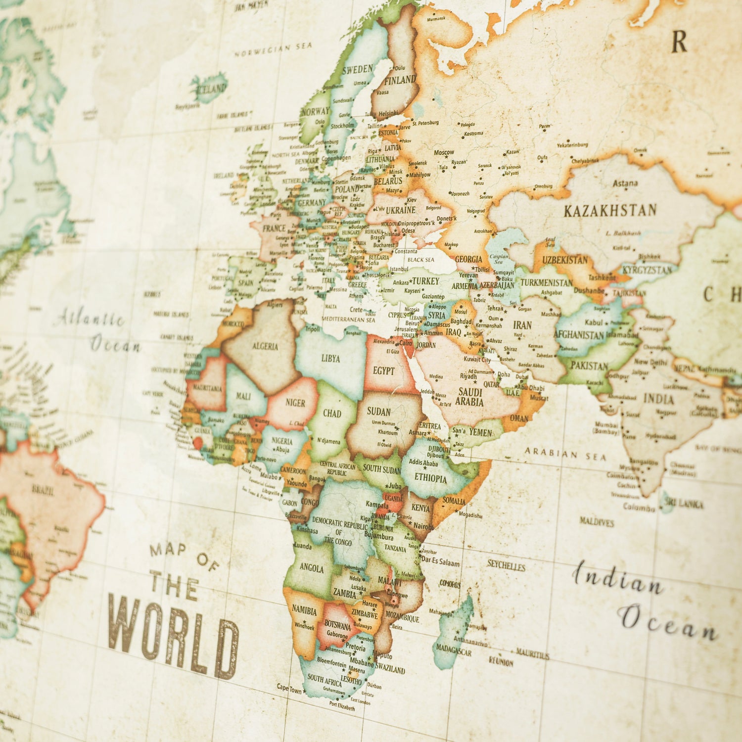 Push Pin World Map, Rustic Explorer